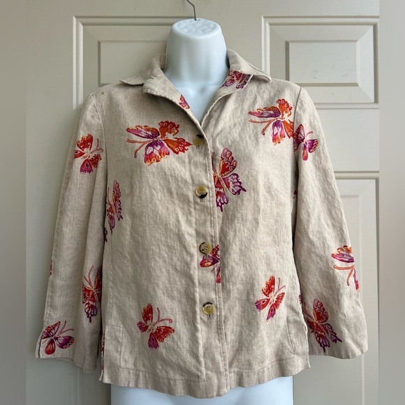 Teri Jon Tops - Ricki Freeman 100% Linen for Teri Jon Butterfly Blazer Neiman Marcus size 6